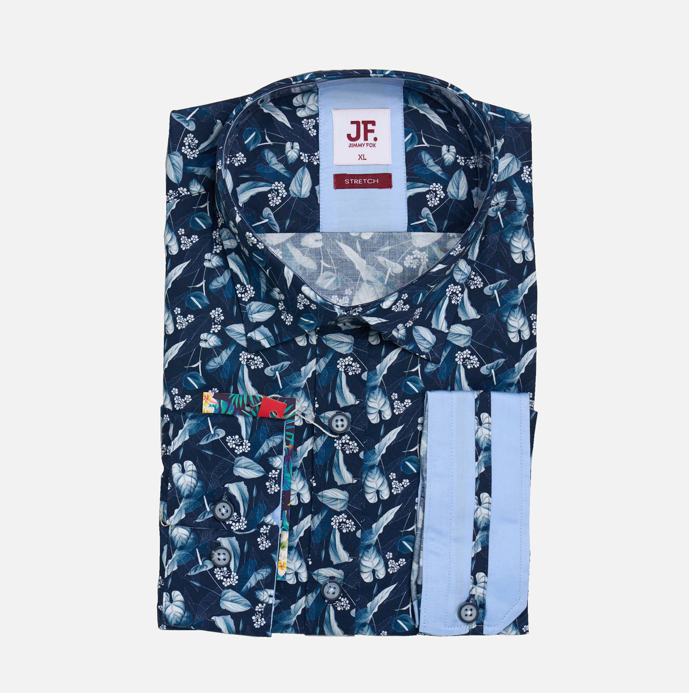 JF2321 JIMMY FOX Leaf Print Tailored Fit Long Sleeve Shirt