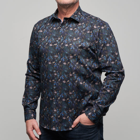 JF2323 JIMMY FOX Print Tailored Fit Long Sleeve Shirt