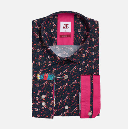 JF2325 JIMMY FOX Floral Print Tailored Fit Long Sleeve Shirt