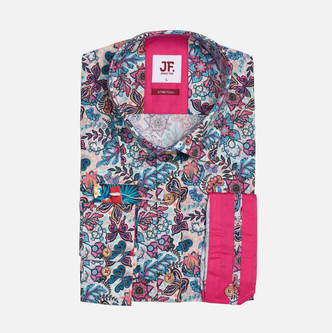 JF2327 JIMMY FOX Garden Print Tailored Fit Long Sleeve Shirt