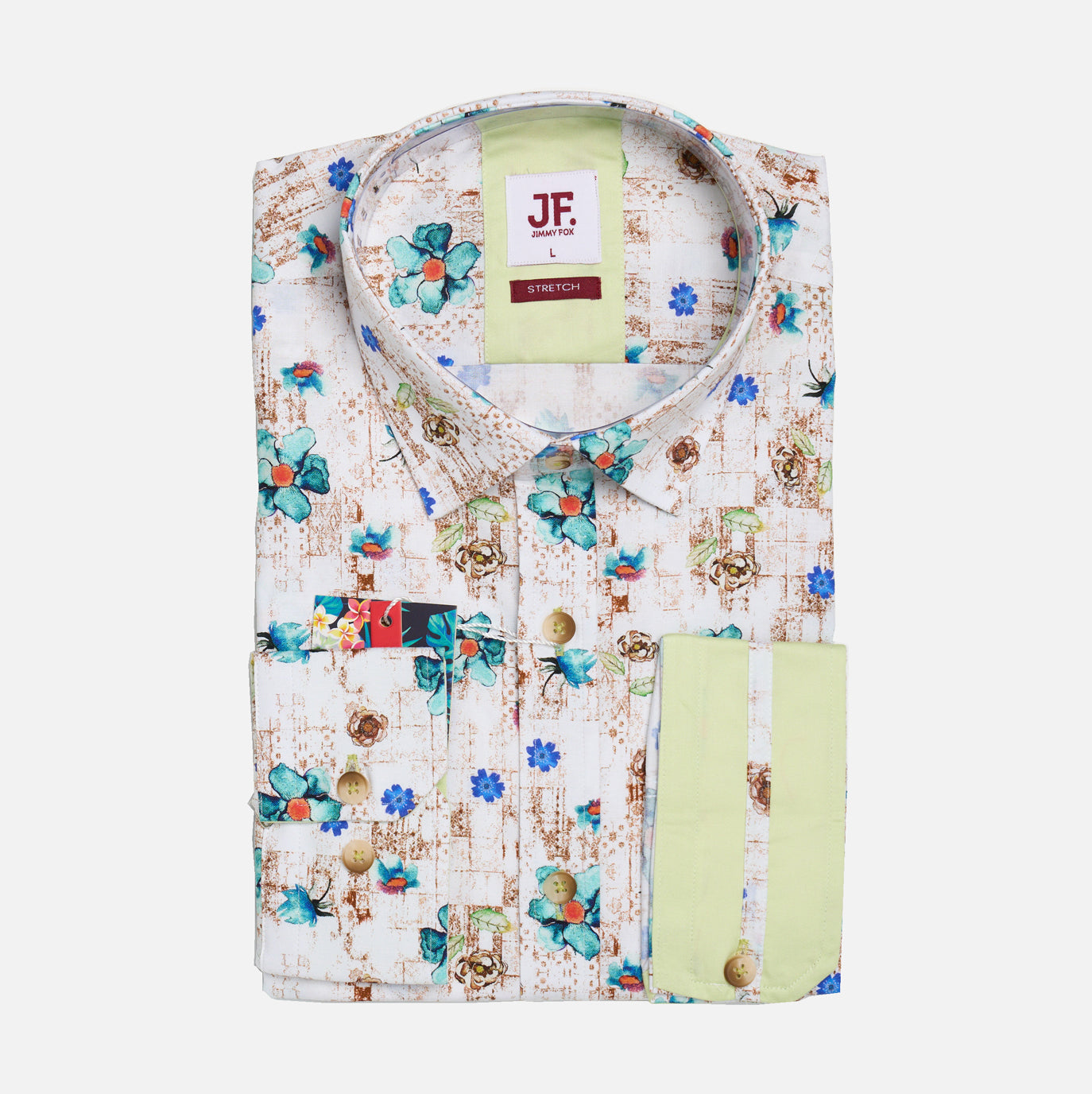 JF2331 JIMMY FOX Subtle Floral Print Tailored Fit Long Sleeve Shirt