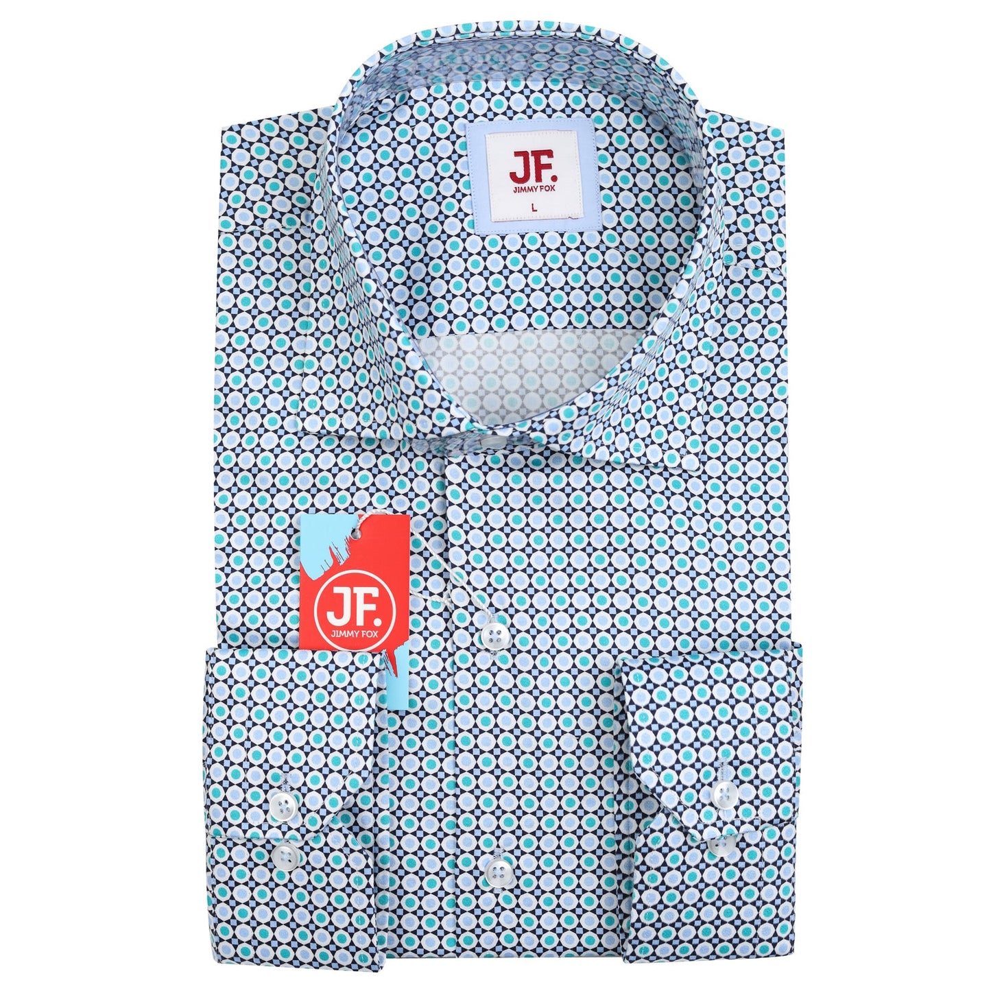 JF861 JIMMY FOX Spotted Print Slim Fit L/S Shirt