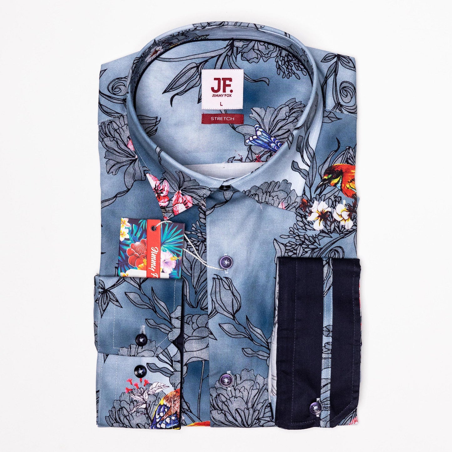 JF529 JIMMY FOX Gradient Floral Print Slim Fit Long Sleeve Shirt