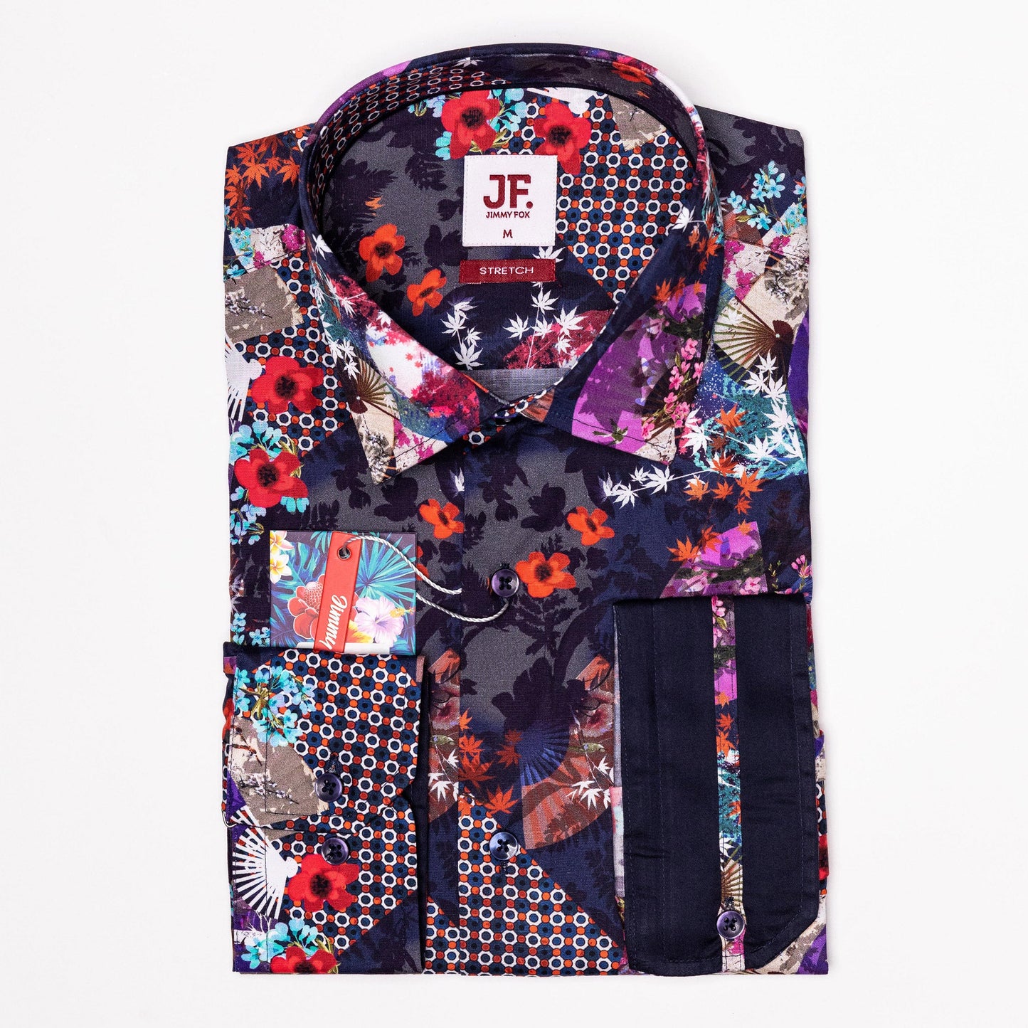 JF532 JIMMY FOX Multi Pattern Floral Print Slim Fit Long Sleeve Shirt