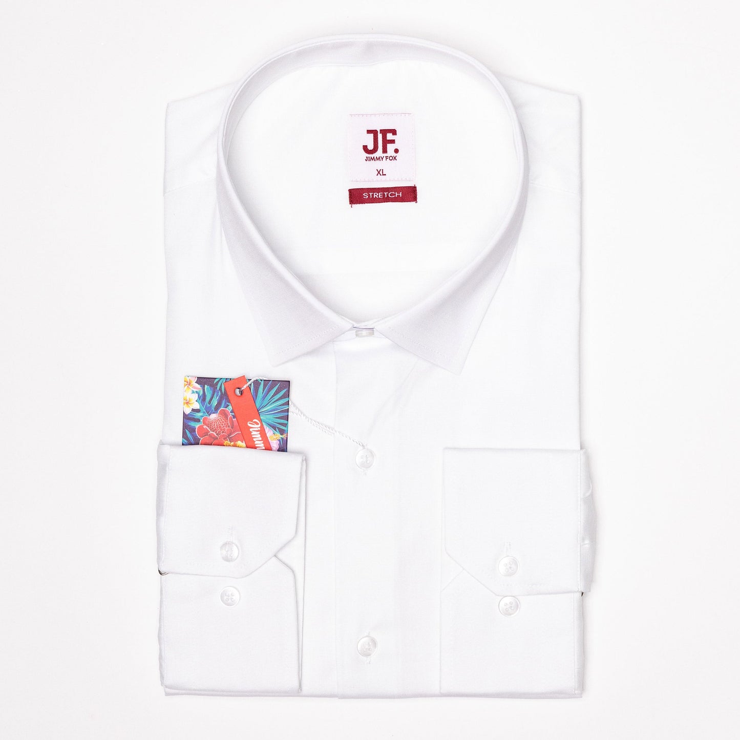 JF568 JIMMY FOX White Tailored Fit Long Sleeve Shirt