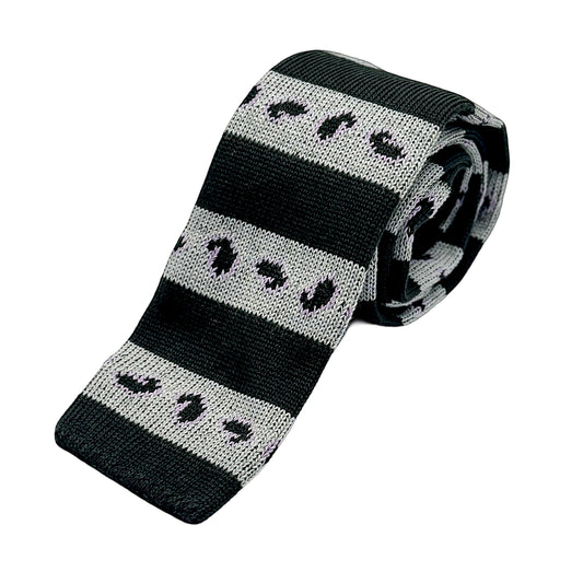 IT501T JACQUES MONCLEEF Mens Italian Block Stripe with Paisley Motif Knitted Weave Neck Ties