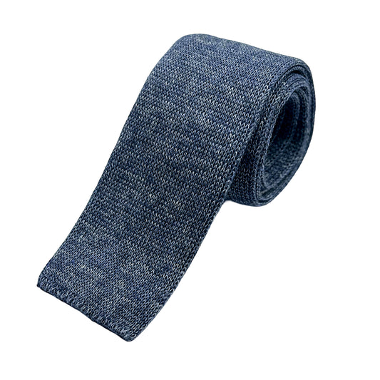 IT509T-1 JAMES ADELIN Mens Italian Knitted Horizontal Placement Striped Neck Tie in Blue/Grey