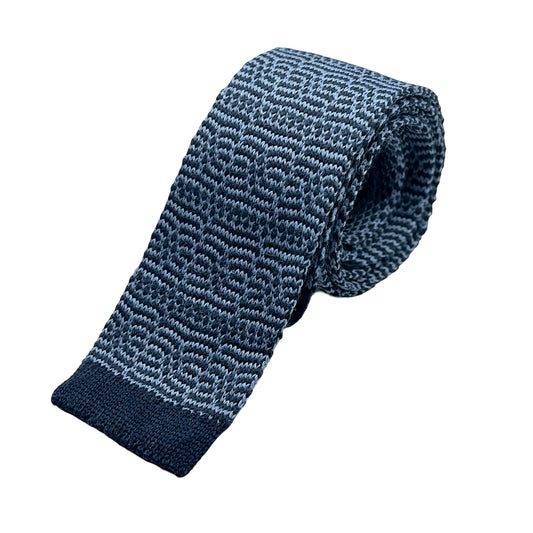 IT510T-1 JAMES ADELIN Mens Italian Knitted Wool Blend Neck Tie in Navy/Blue