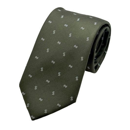 LB250T-1 LAURA BIAGIOTTI ITALY Italian Mens Silk Satin Geometric Weave Neck Tie in Olive Green