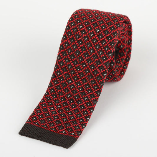 IT0215T JACQUES MONCLEEF Mens Italian Spotted Check Cotton Knitted Neck Ties