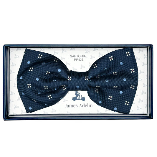 MC8080B MAITRE CHEMISE ITALY Italian Mens Silk Textured Spotted Motif Weave Pre-Tied Bow Ties