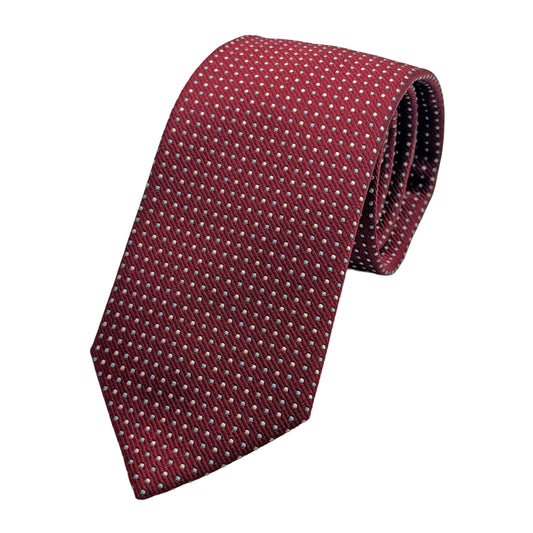 MC8280T-1 MAITRE CHEMISE ITALY Italian Mens Silk Mini Geometric Weave Neck Tie in Burgundy