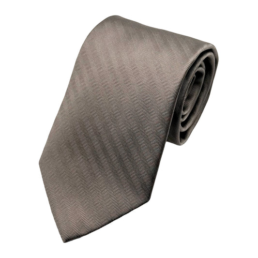 MC8350T-1 MAITRE CHEMISE ITALY Italian Mens Silk Herringbone Weave Neck Tie in Taupe