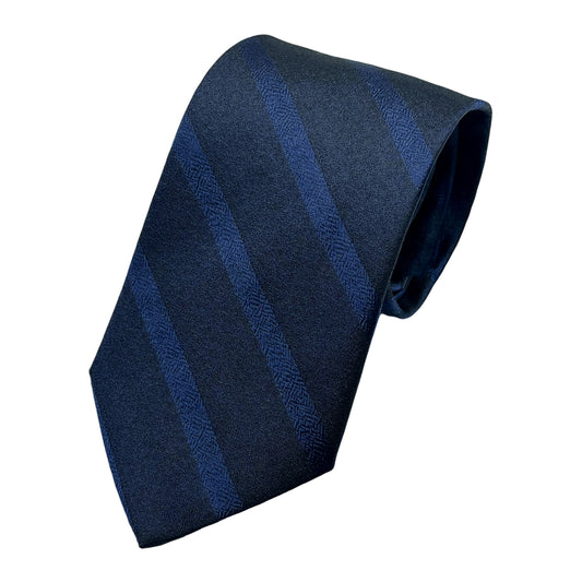 LB040T-1 LAURA BIAGIOTTI ITALY Italian Mens Silk Textured Striped Weave Neck Tie in Navy