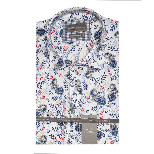 MC210 MAITRE CHEMISE Long Sleeve Paisley Print Shirt