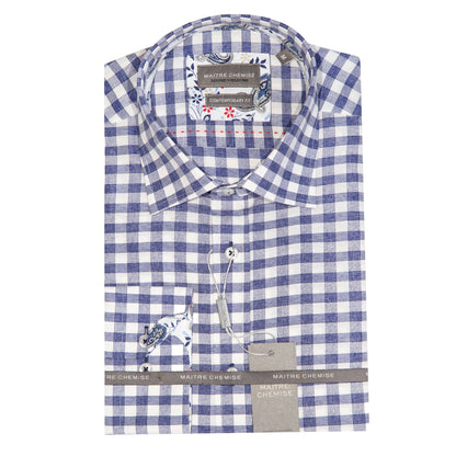 MC010 MAITRE CHEMISE Long Sleeve Bold Picnic Check Navy Shirt