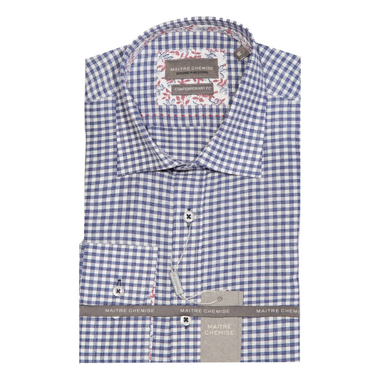 MC030 MAITRE CHEMISE Long Sleeve Picnic Check Navy Shirt