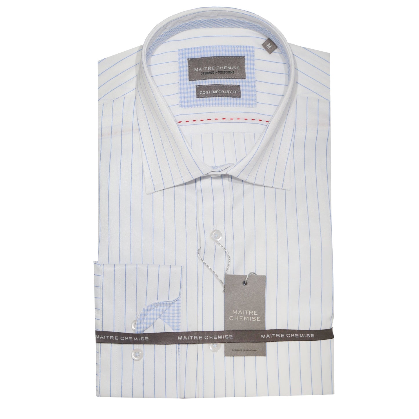 MC150 MAITRE CHEMISE Long Sleeve Subtle Stripe Blue Shirt