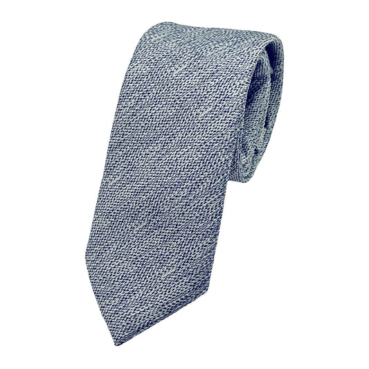 OG0900T-1 OLLYGAN COMO ITALY Italian Mens Luxury Textured Weave Neck Tie in Silver/Blue