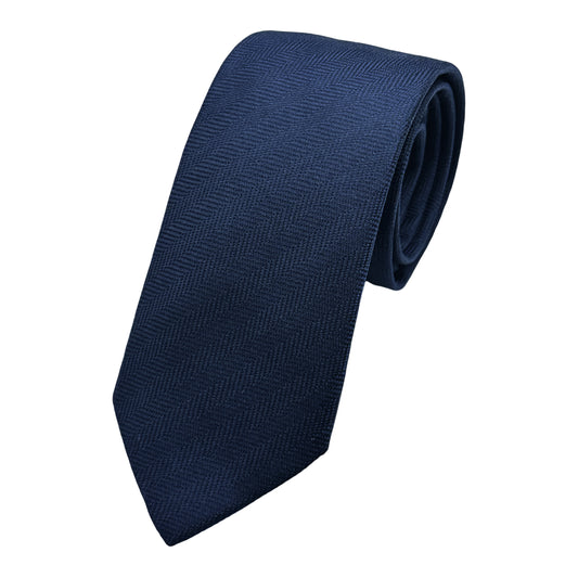 OG0540T-1 OLLYGAN COMO ITALY Italian Mens Silk Herringbone Weave Skinny Neck Tie in French Blue