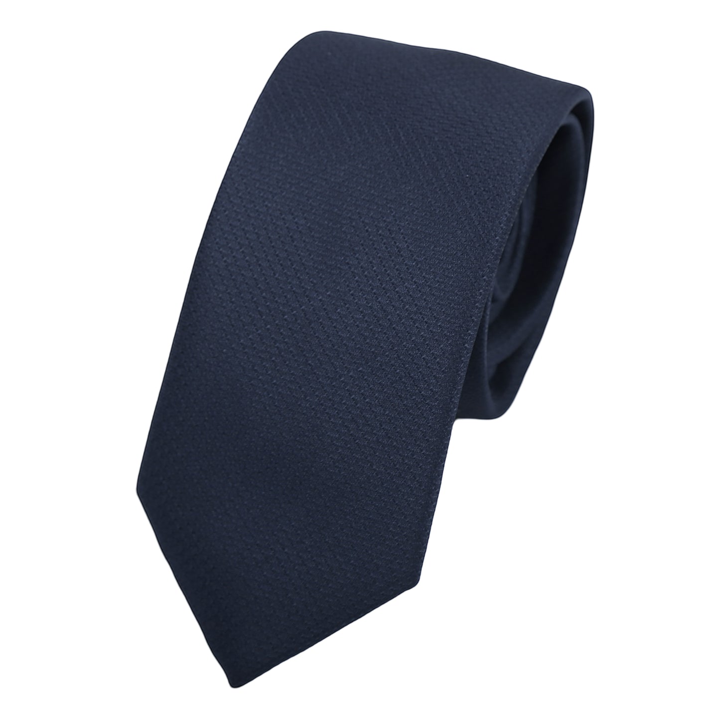 OG0650T-1 OLLYGAN COMO ITALY Italian Mens Luxury Tonal Textured Waffle Weave Skinny Neck Tie in Navy