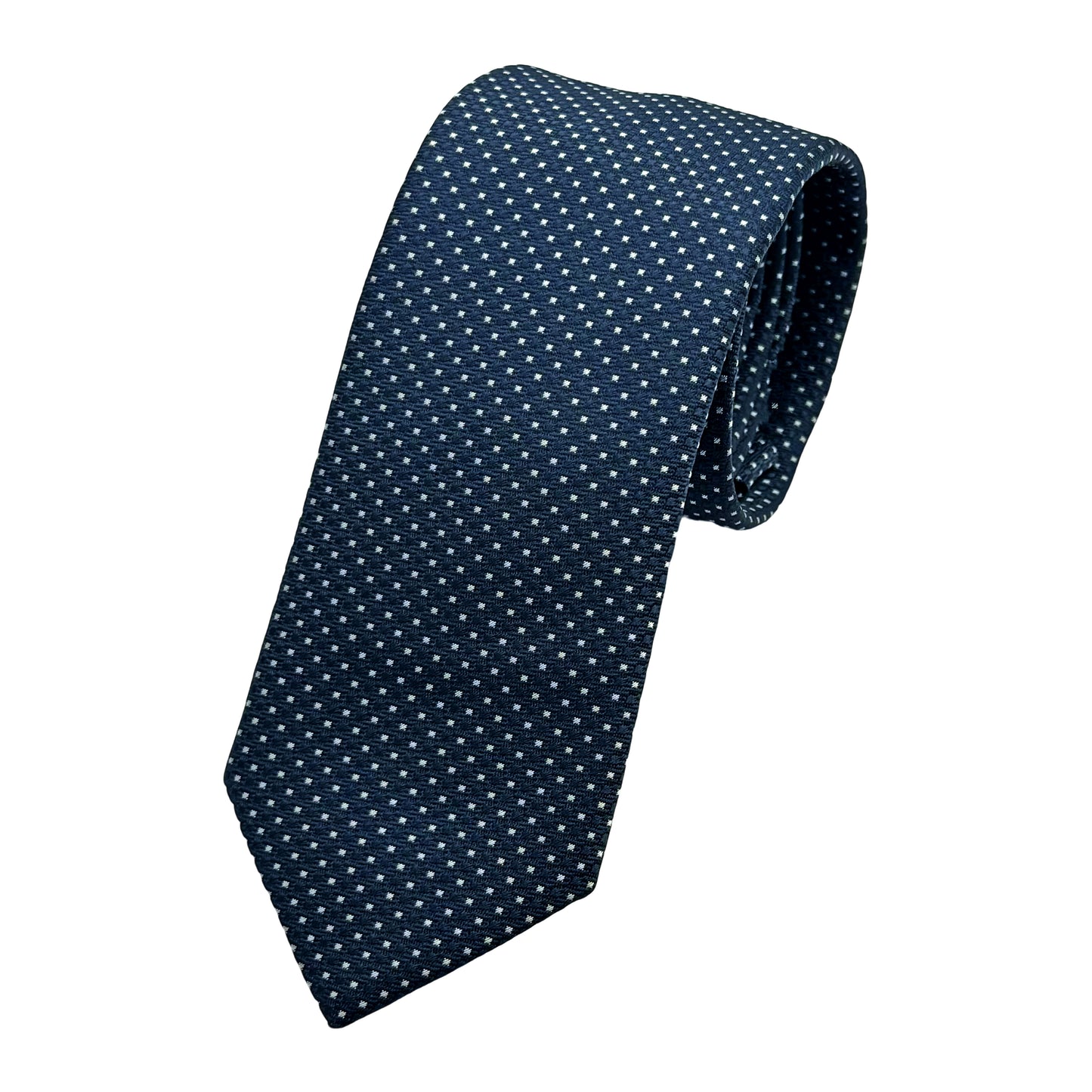 OG1150T-1 OLLYGAN COMO ITALY Italian Mens Silk Subtle Geometric Weave Neck Tie in Navy