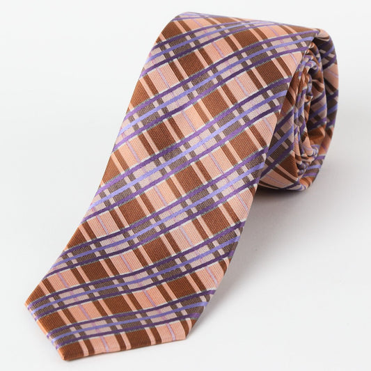 JAS184T-1 JACQUES MONCLEEF Mens Luxury Silk Neck Ties in Satin Checked Design in Orange