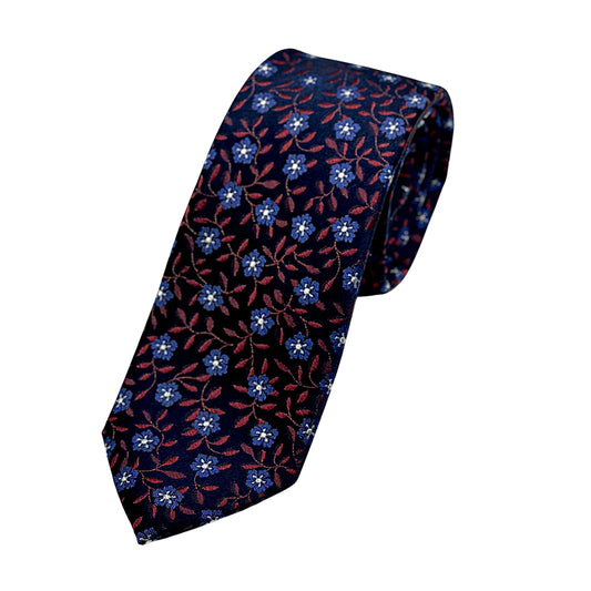 JAS122T JAMES ADELIN Luxury Silk Skinny Neck Tie in Floral Design