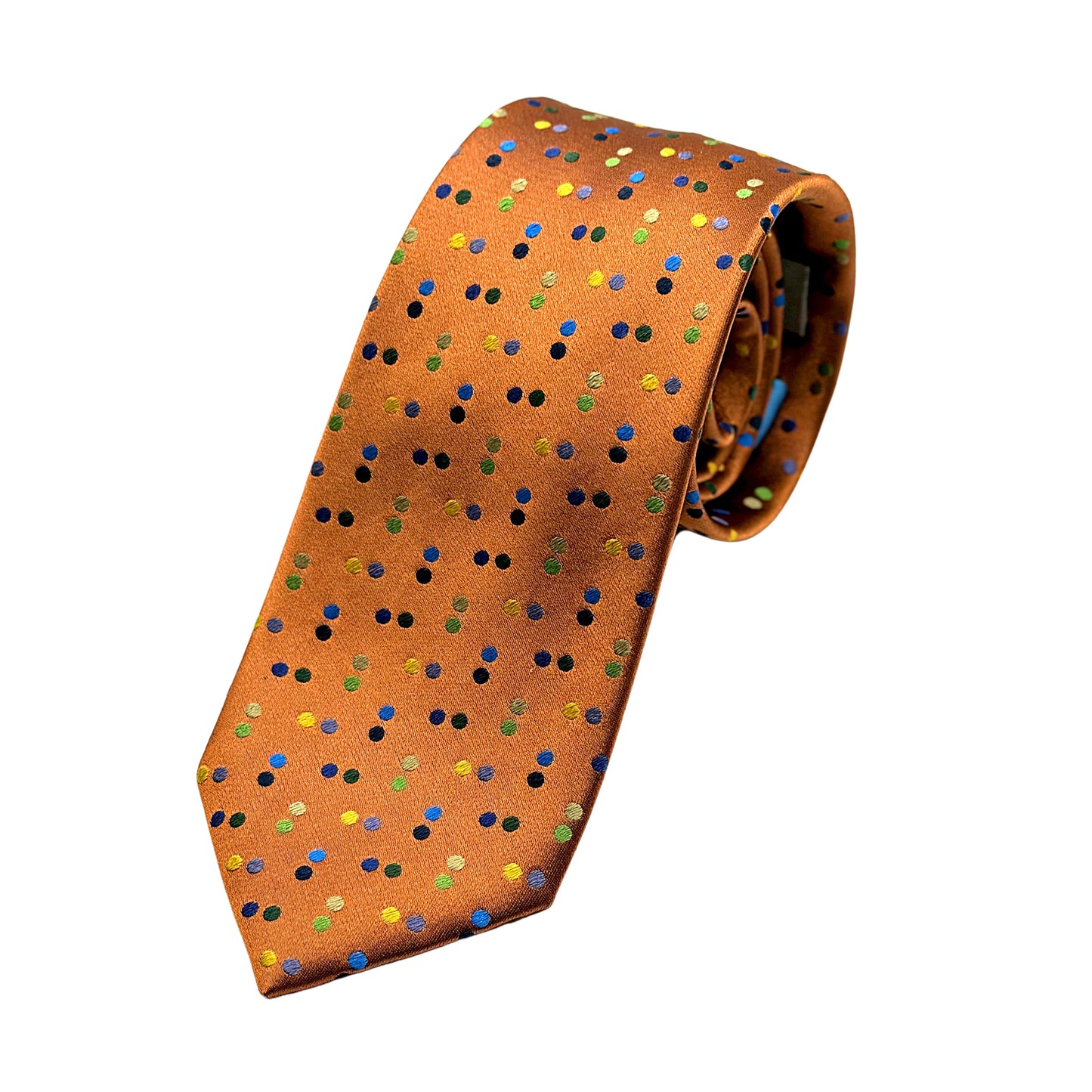 JAS164T-1 JACQUES MONCLEEF Mens Luxury Silk Neck Tie in Satin Spotted Weave Design in Orange