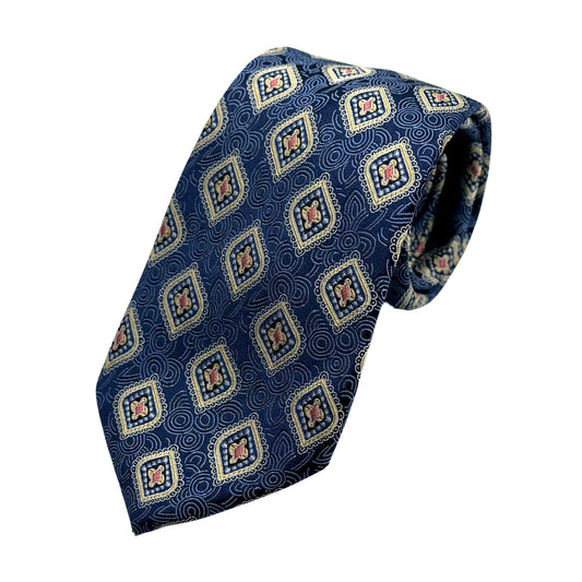 JAS191T-1 JAMES ADELIN Mens Luxury Silk Satin Geometric Motif Weave Neck Tie in Slate