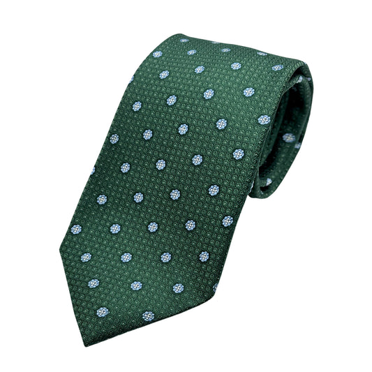 JAS199T-1 JAMES ADELIN Mens Luxury Silk Neck Tie in Textured Floral Motif Weave Design in Green