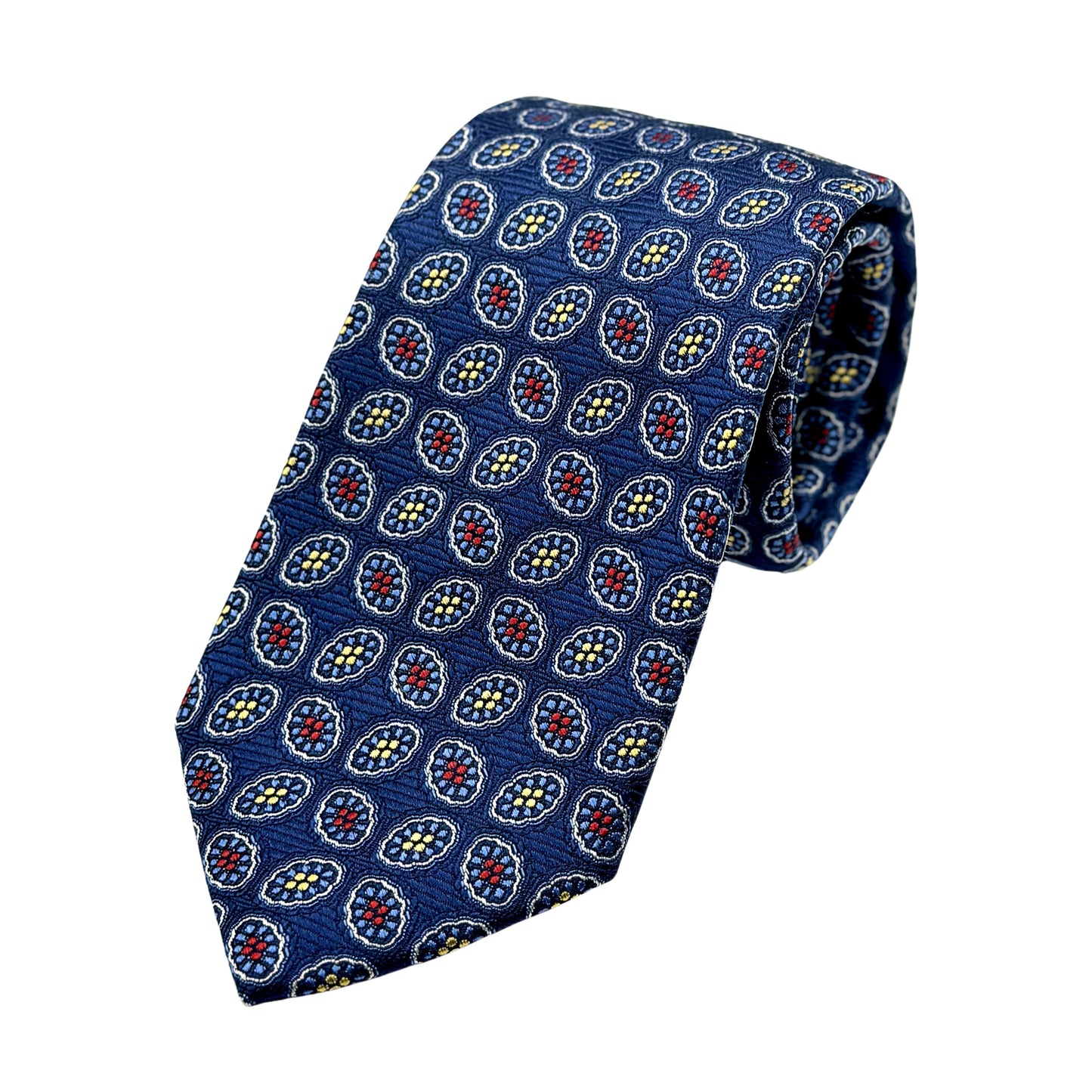 JAS207T-1 JAMES ADELIN Mens Luxury Silk Neck Tie in Textured Motif Weave Design in Navy