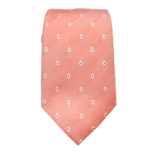 JAS236T-1 JAMES ADELIN Mens Luxury Silk Neck Ties in Coral Subtle Micro Paisley Weave Design