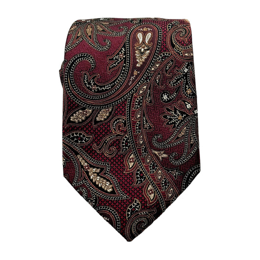 JAS240T-1 JAMES ADELIN Mens Luxury Silk Neck Tie Paisley Weave Design in Burgundy