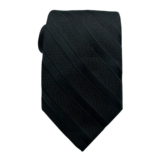 JAS242T-1 JAMES ADELIN Mens Luxury Silk Neck Tie Tonal Striped Weave Design in Black