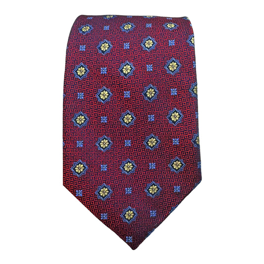 JAS243T-1 JAMES ADELIN Mens Luxury Silk Neck Tie Large Geometric Weave Design in Wine