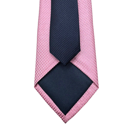 JAS250T-1 JAMES ADELIN Mens Luxury Silk Neck Ties in Two Piece Square Weave Design in Pink and Navy