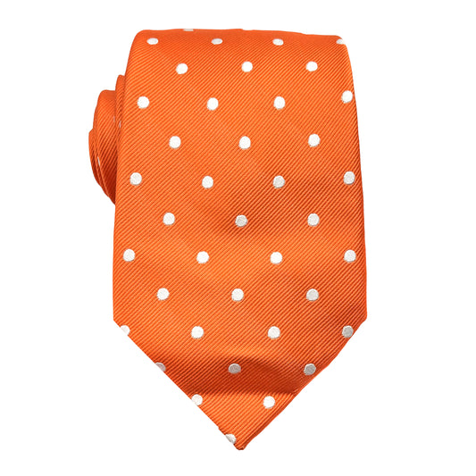 JAS252T-1 JAMES ADELIN Mens Luxury Silk Neck Tie Diagonal Twill Polka Dot Weave Design in Orange