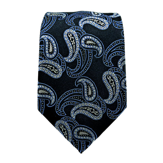 JAS256T-1 JAMES ADELIN Mens Luxury Silk Neck Tie Paisley Weave Design in Black