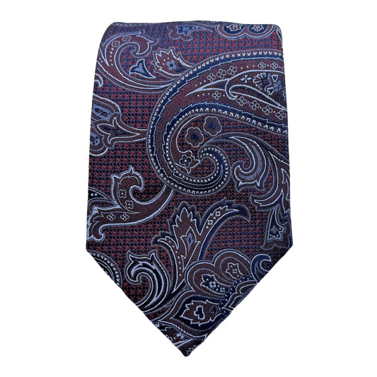 JAS257T-1 JAMES ADELIN Mens Luxury Silk Neck Tie Textured Paisley Weave Design in Wine