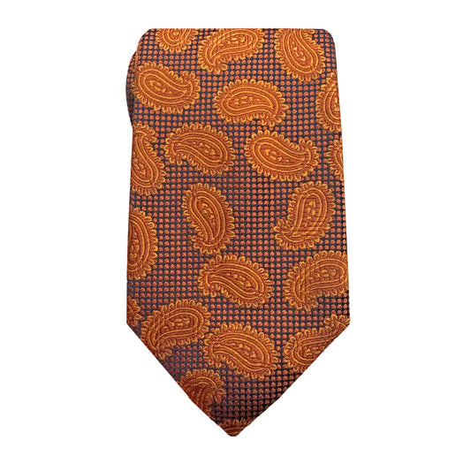 JAS260T-1 JAMES ADELIN Mens Luxury Silk Neck Tie Textured Paisley Weave Design in Orange