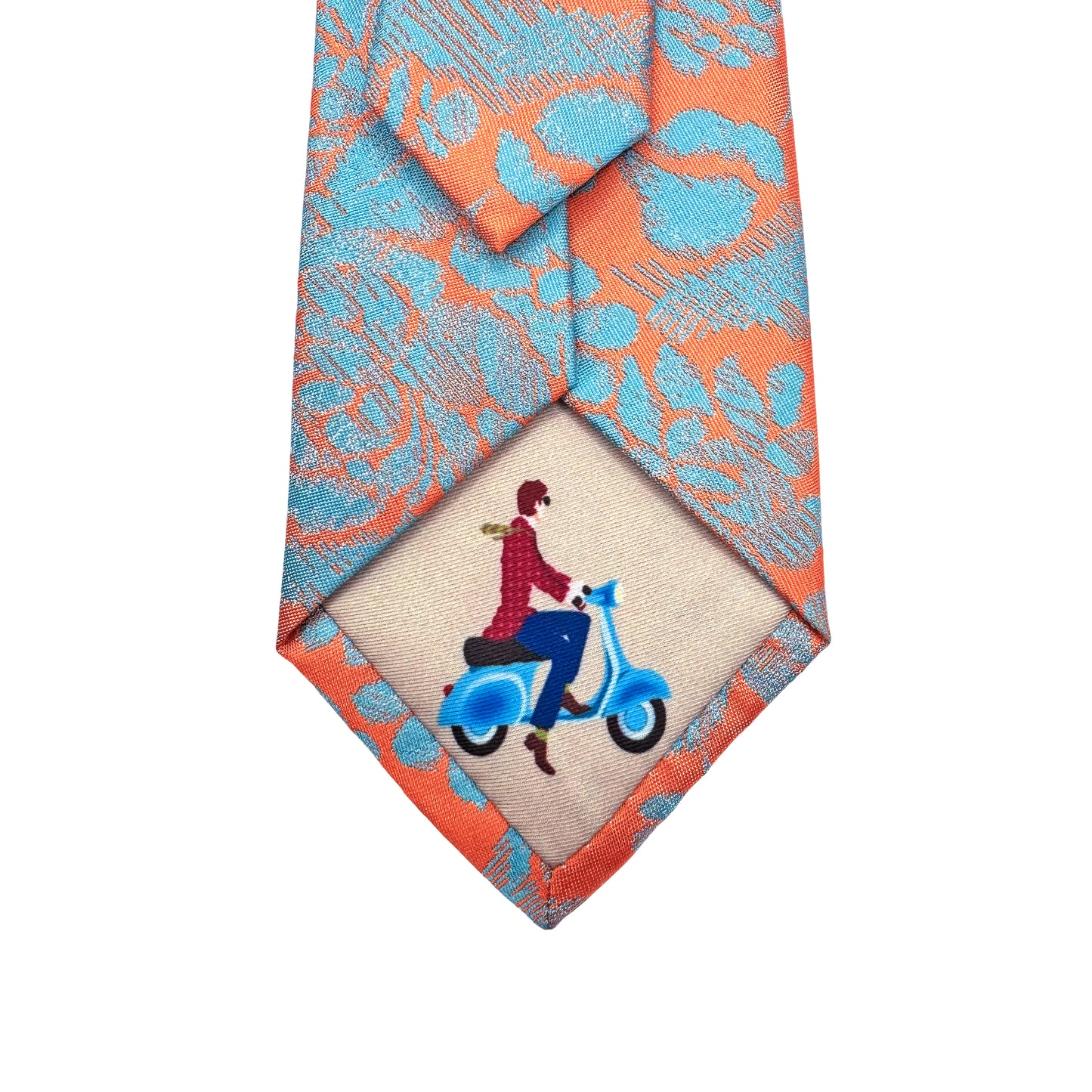 JAS261T-1 JAMES ADELIN Mens Luxury Silk Neck Tie Bold Floral Weave Design in Orange