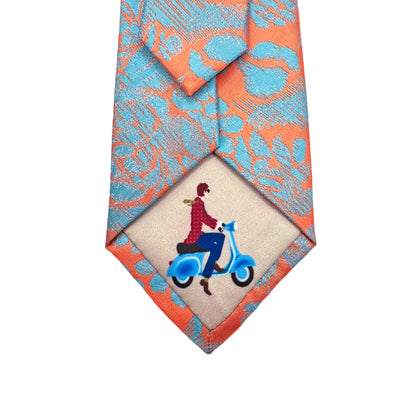 JAS261T-1 JAMES ADELIN Mens Luxury Silk Neck Tie Bold Floral Weave Design in Orange