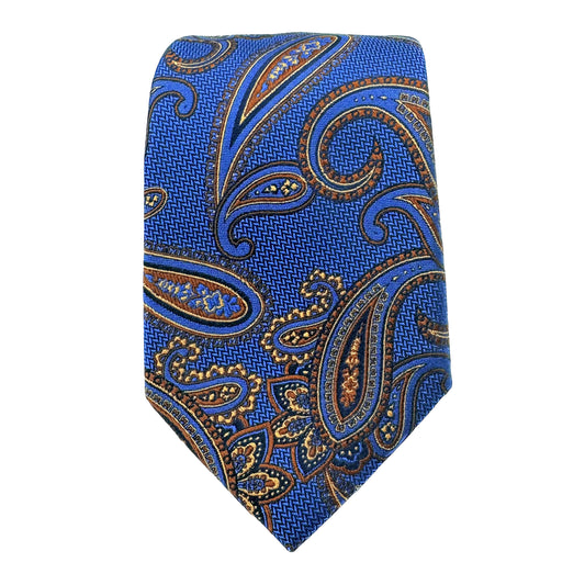 JAS262T-1 JAMES ADELIN Mens Luxury Silk Neck Tie Textured Paisley Weave Design in Royal