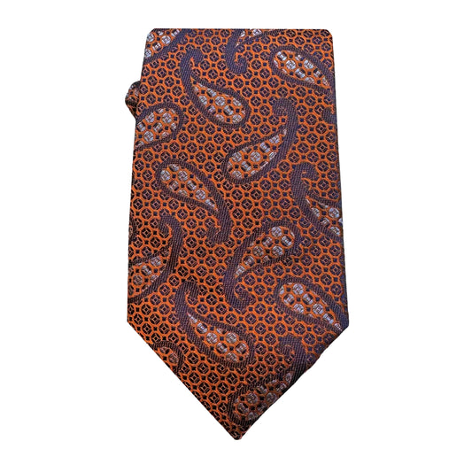 JAS264T-1 JACQUES MONCLEEF Mens Luxury Silk Neck Tie Textured Paisley Weave Design in Orange