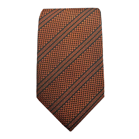 JAS265T-1 JACQUES MONCLEEF Mens Luxury Silk Neck Tie Textured Striped Weave Design in Burnt Orange