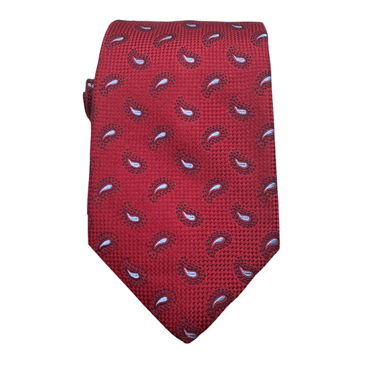 JAS266T-1 JAMES ADELIN Mens Luxury Silk Neck Tie Textured Mini Paisley Weave Design in Red