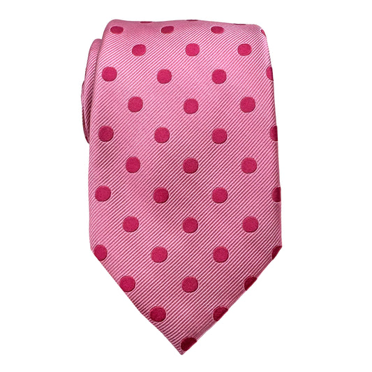 JAS267T-1 JAMES ADELIN Mens Luxury Silk Neck Tie Diagonal Twill Polka Dot Weave Design in Pink