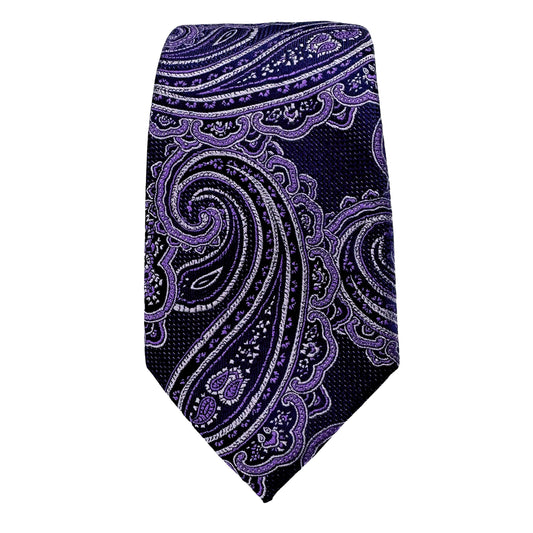 JAS268T-1 JAMES ADELIN Mens Luxury Silk Neck Tie Textured Paisley Weave Design in Purple