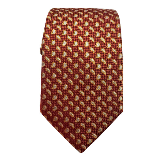 JAS269T-1 JACQUES MONCLEEF Mens Luxury Silk Neck Tie Textured Mini Paisley Weave Design in Burnt Orange